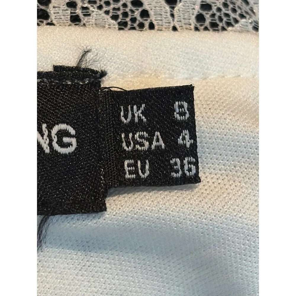 PrettyLittleThing White Lace Bralette Crop Top Tie Back Eyelash Trim USA 4 UK 8 - Picture 4 of 4